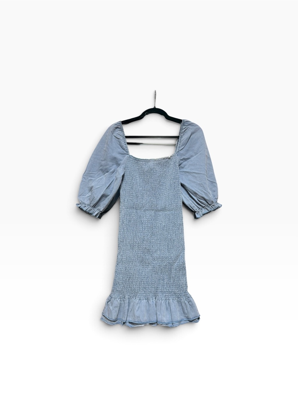 tea n rose Light Blue Smocked Puff Sleeve Mini Dress